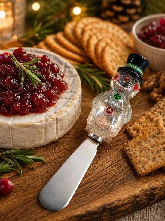 Holiday Snowman Cheese Spreader Knife Christmas Entertaining Serving Utensil