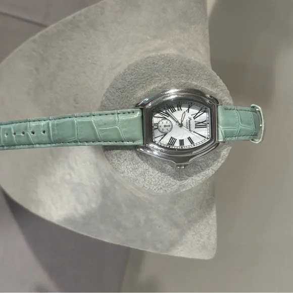 Precision by Gruen w/ Mint Green Leather-Strap Watch