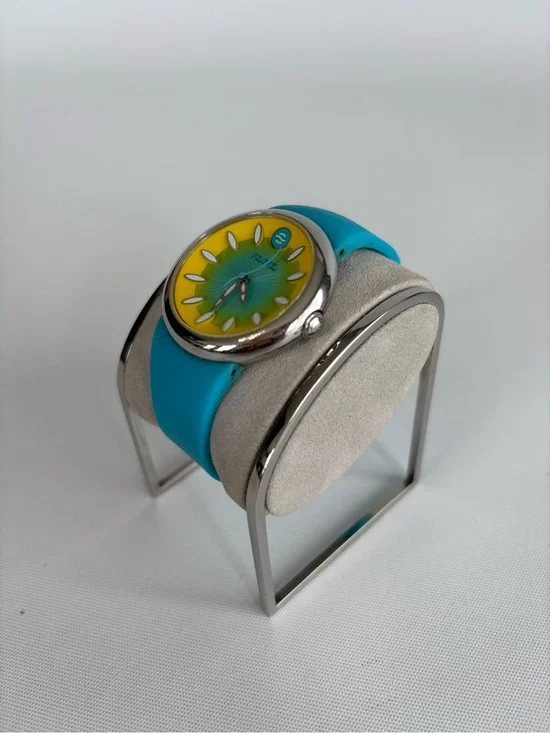 Philip Stain Fruitz watch yellow-blue Dial, silver-Tone with blue Strap