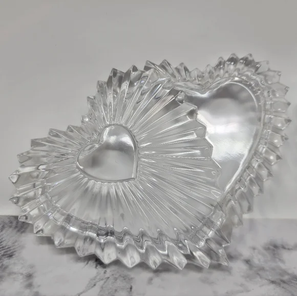 Clear Glass Triple Heart Trinket Box