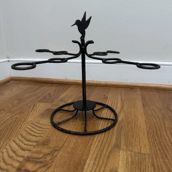 Black Metal Jewelry Organizer Cottage Core Incredible Tree Hummingbird Boho