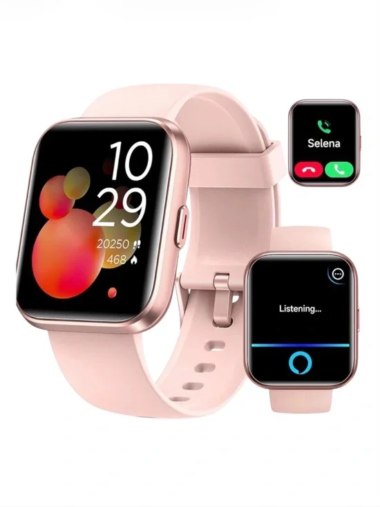 Quican Rose Pink Smartwatch with Heart Rate & Voice Assistant NWT