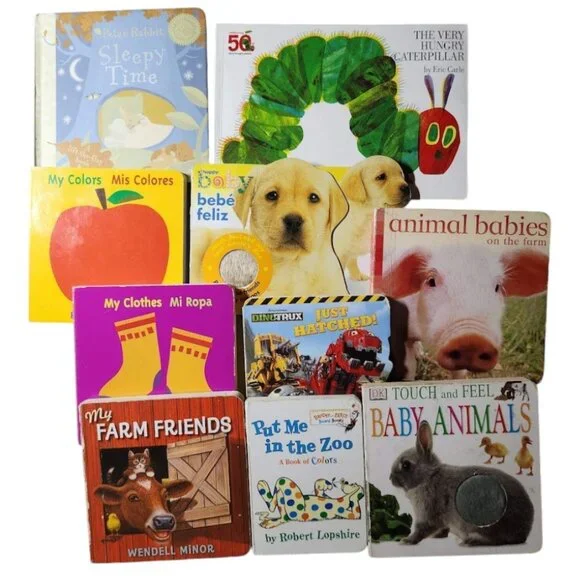 10 Baby Toddler books book bundle Lot Set Very Hungry Caterpillar Animals Dog