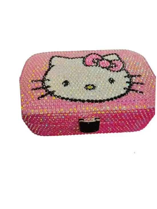 Hello Kitty Bedazzled Jewelry Box Earrings and Rings