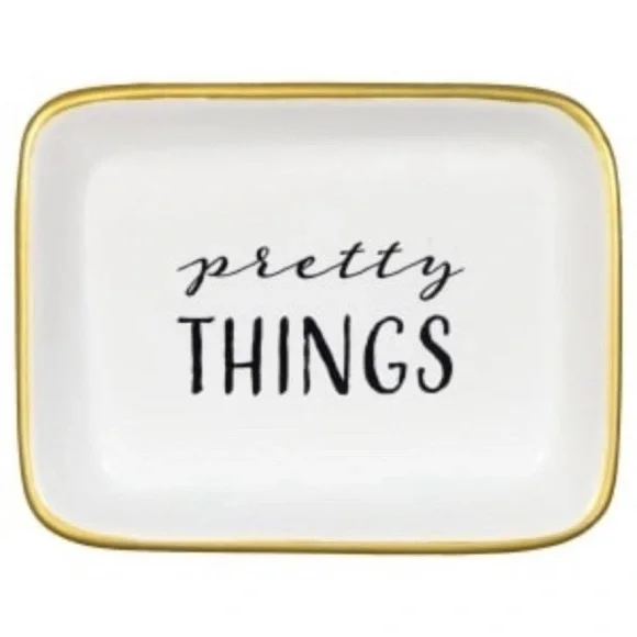 Pretty Things White and Gold Ceramic Trinket Dish