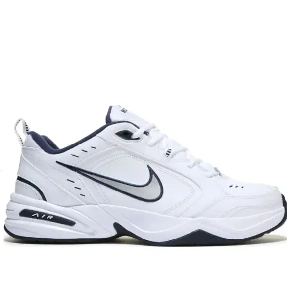 Nike Men’s Air Monarch IV Wide Width  4E Sneakers 416355 102 White Silver Navy
