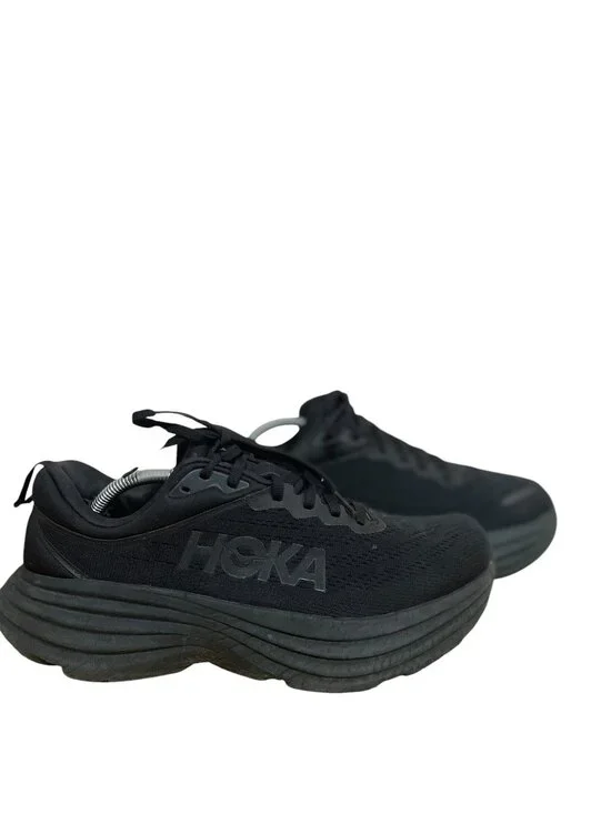 Hoka Bondi 8 Womens Running Shoes Size 9B Black Black 1127952 BBLC