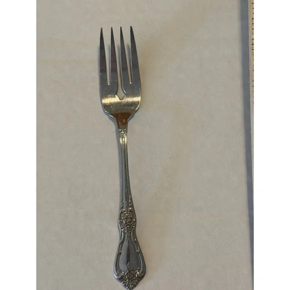 Oneida Community Silverplate Morning Star Cold Meat Serving Fork Floral Vintage
