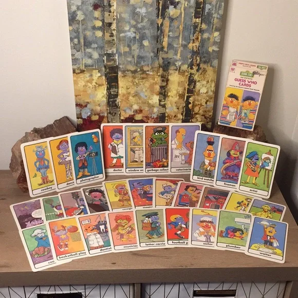 Vintage Sesame Street Guess Who Muppet Cards Cookie Monster Big Bird