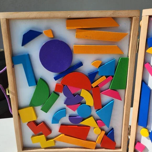 Mindware Imagination Magnets Imaginets Wood Geoform Wooden Magnetic Blocks and M