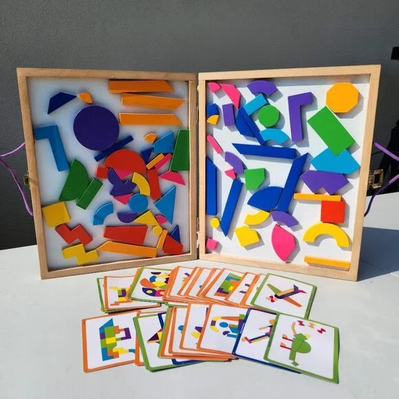 Mindware Imagination Magnets Imaginets Wood Geoform Wooden Magnetic Blocks and M