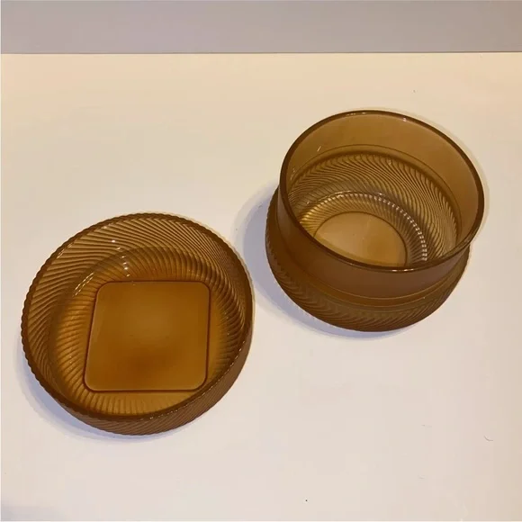 VTG Orange Glass Powder holder Trinket Holder Collectible Versatile Jewelry Jar