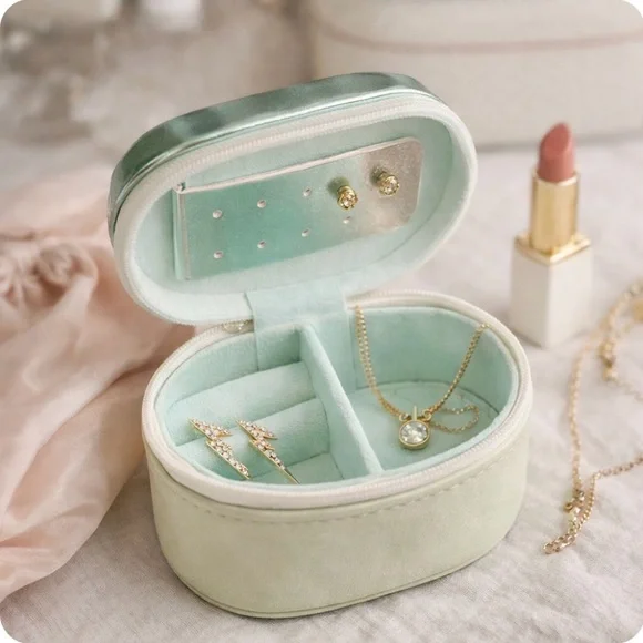 Mint Mini Travel Jewelry Case • Zip Organizer for Rings Earrings Necklace NWT