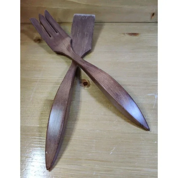 Vintage Wooden Salad Utensils Fork 12
