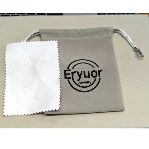 New Eryuor Jewelry Drawstring Dust Pouch with‎ Polishing Cloth Velvety Gray
