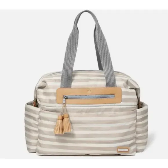 Skip Hop Riverside Ultra Light Baby Diaper Bag Satchel Grey, White & Tan – EUC