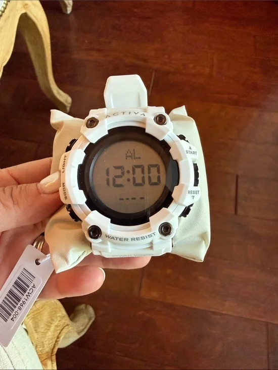 Ativa White and Black Digital Sports Watch with Large LCD