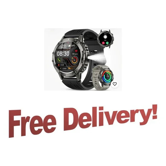 Large Smart Watch for Men Fitness Tracker: Bluetooth Waterproof 1.98 inch Black