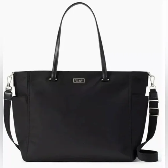 Kate Spade New York Baby Bag Black Nylon Large Tote Purse Bag