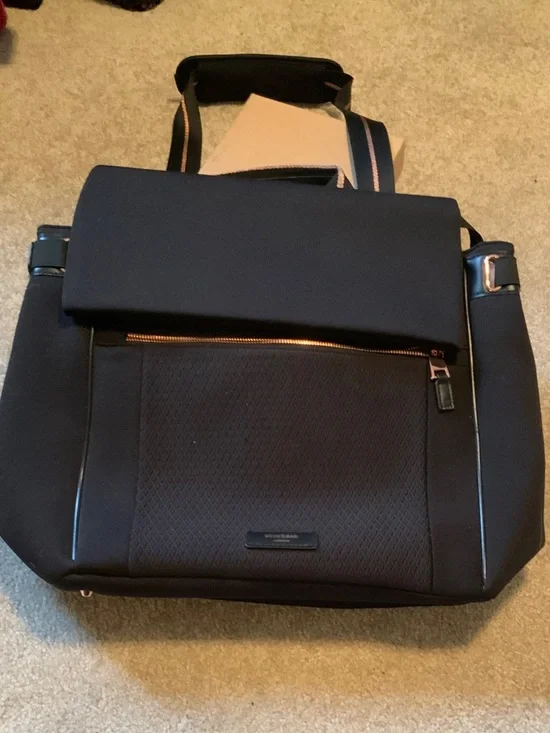 Storksak Black Baby Changing Bag with Contrast Strap
