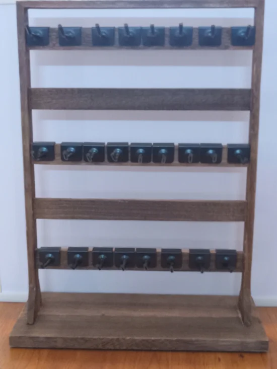 Wooden Multi-Tier Jewelry & Earring Rack in Natural Brown