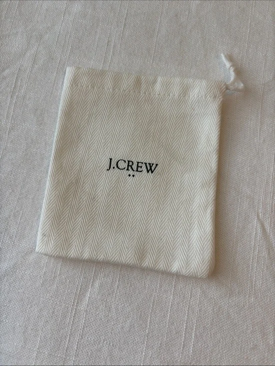 J. Crew Jewelry Travel Cream Herringbone Drawstring Pouch NEW