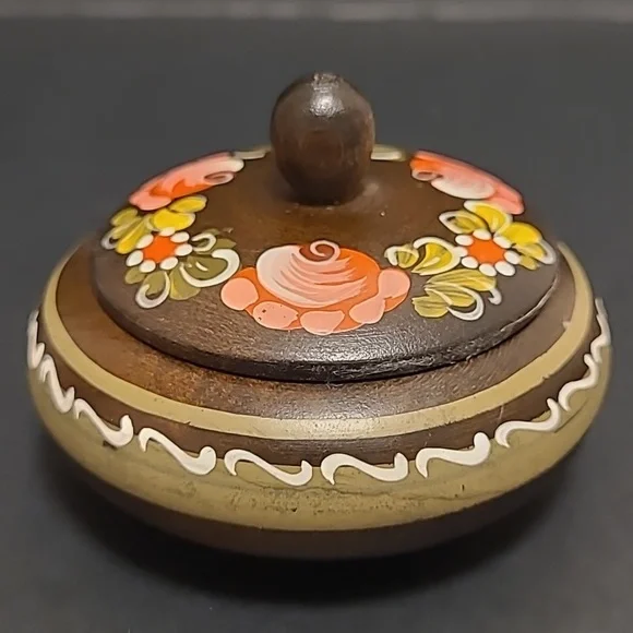 Hand Painted Wooden Trinket Box / Stash Box