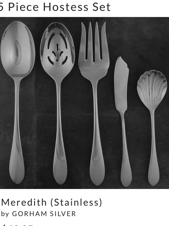 Gorham Meredith 5-Piece Stainless Hostess Set - Silver, NWOB