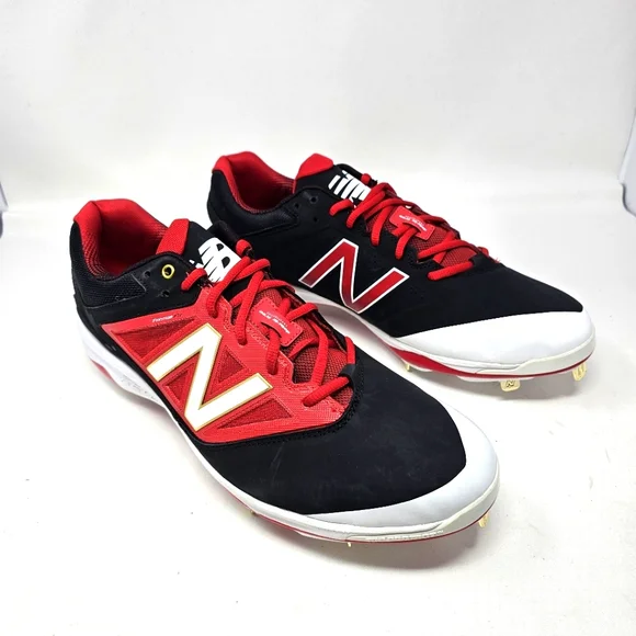 New Balance L4040BR3 Black Red White Men's Baseball Metal Cleat Size 16 No Box.‎