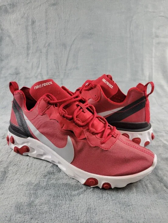 Nike React Element 55 Team Red Sneakers Men Size 9 BQ6166-601