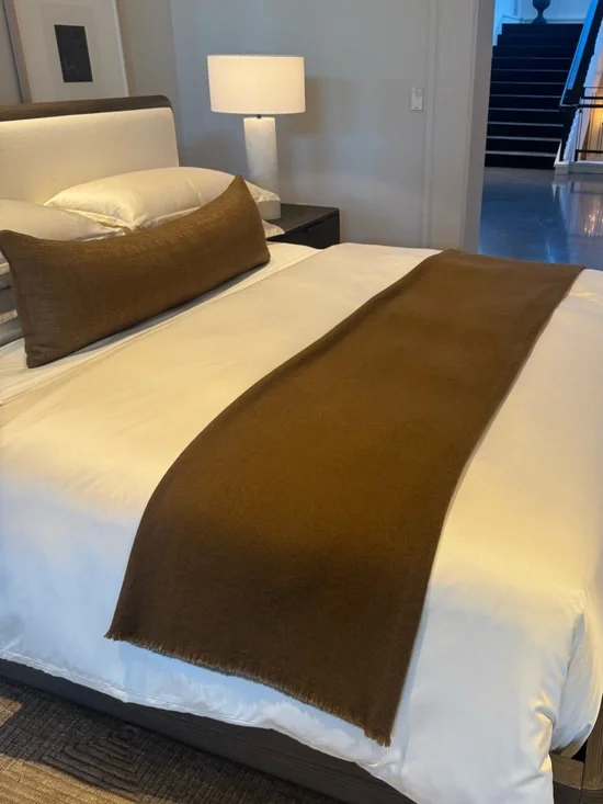 RH SIENA Luxurious 70%Lambswool & 20%Cashmere Throw-in BURNT-CARAMEL,96“x 71“NEW