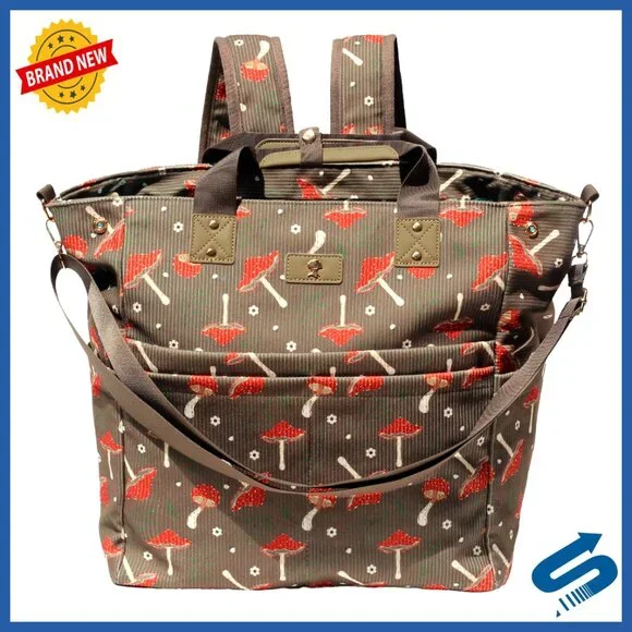 Multifunctional Diaper Tote Backpack Convertible Crossbody Bag with Insulated
