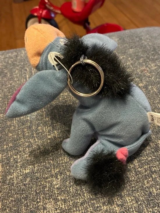 Disney Eeyore Plush Keychain - Blue with Pink Accents