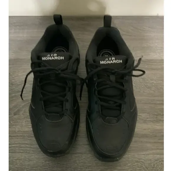 Nike Air Monarch Black Double Wide Running Shoes Men’s Size 10.5W 4E USED