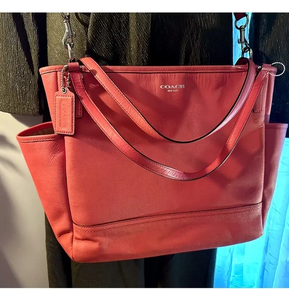 Coach Legacy Large‎ Coral Leather Crossbody for Work, Travel or Baby Bag 26353