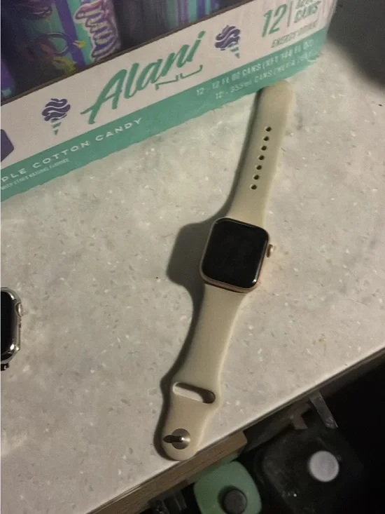 Smartwatch with Beige Band and Gold Case