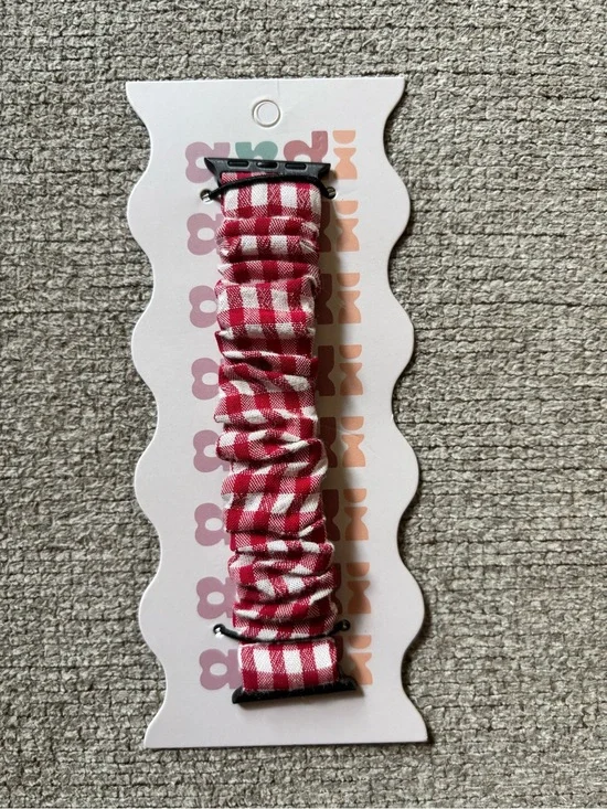 Andi Red and White Scrunchie Apple Watch Band