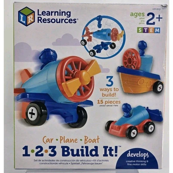 NEW SEALED Learning Resources STEM  1,2,3, Build It Car, Plane, Boat Kit Ages 2+