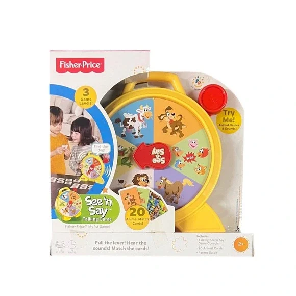 See 'n Say Talking Game Fisher-Price Animal Match Cards Memory Toy New
