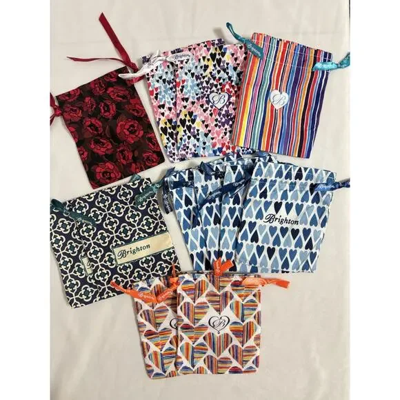 Brighton Fabric Drawstring Dust Bags Jewelry Travel Pouch Lot of 12