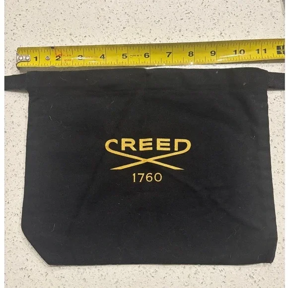 Creed 1760 Fragrance Dust Bag Black Canvas Gold Logo Drawstring Pouch 11x9