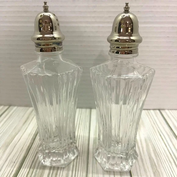 Vintage Mikasa Diamond Fire 1985-2007 Large Lead Crystal Salt & Pepper shakers