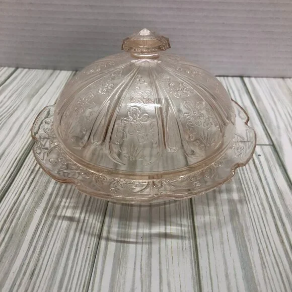 Vintage Pink Depression Glass 1950's Butter dish