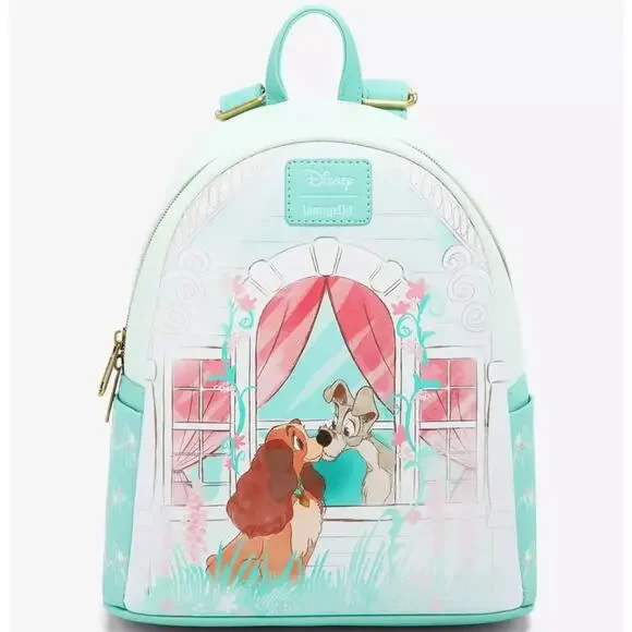 NWT Loungefly Disney Lady And The Tramp Window Kiss Mini Backpack
