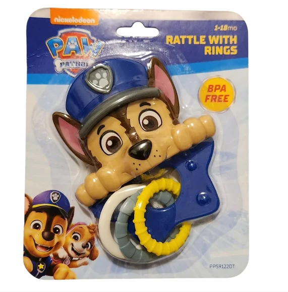 Nickelodeon Paw Patrol Chase Blue Rattle for Baby Infant Toy Rattle with Ring‎