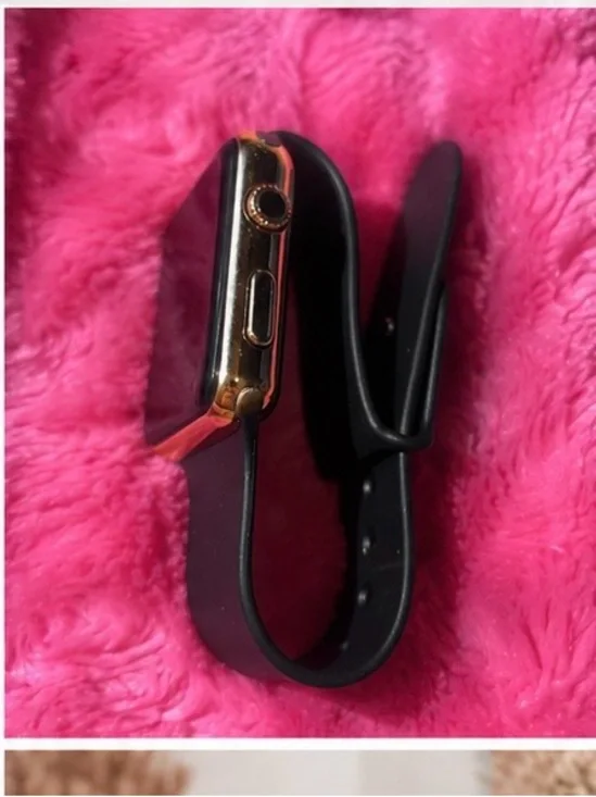 Gold Smartwatch with Black Band - Unbranded Wearable