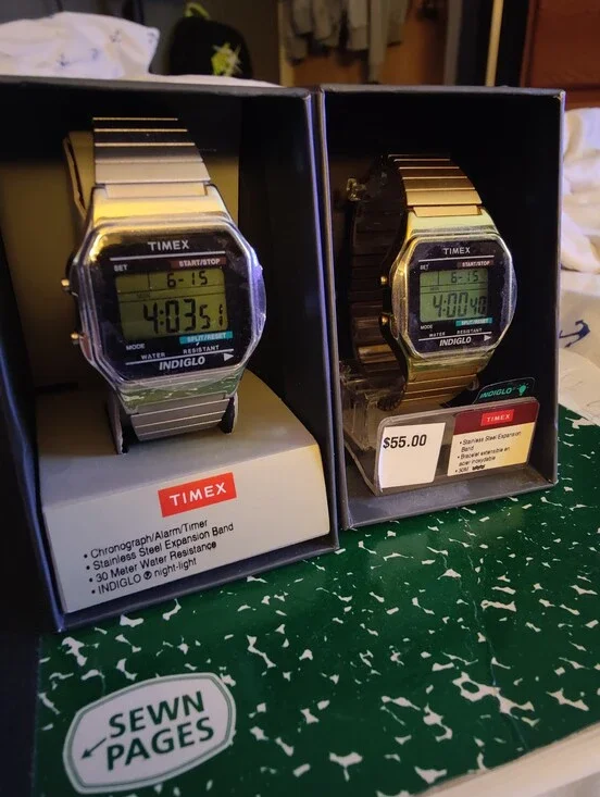 Timex Silver Digital Indiglo Watch with Stainless Steel Band