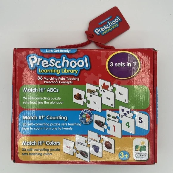 New The Learning Journey Preschool 3-in-1 Learning Library 86 Matching Puzzle