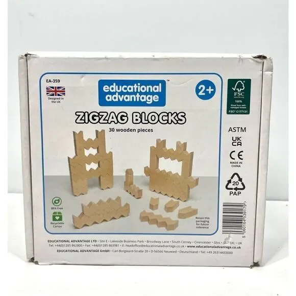 Educational Advantage Zig Zag Building Blocks STEM Learning Toy Motor Skill 30pc