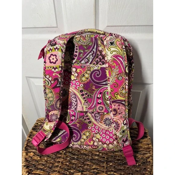Vera Bradley Quilted Laptop Backpack Plum Crazy Pink Purple Paisley Good Large